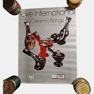 Vintage 1978 Toke International Ceramic Bongs 17x22 Head Shop Promo Poster Ad